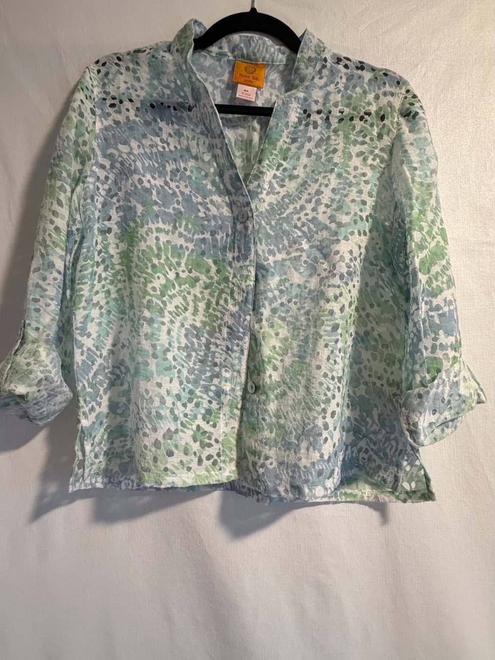 Ruby Rd. Light Green & Blue Abstract Button-Down Shirt